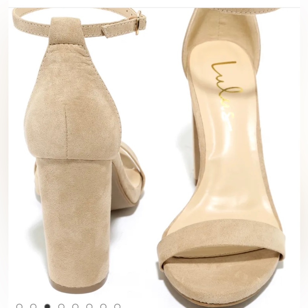 Lulu’s Taylor Natural Suede Ankle Strap Heels